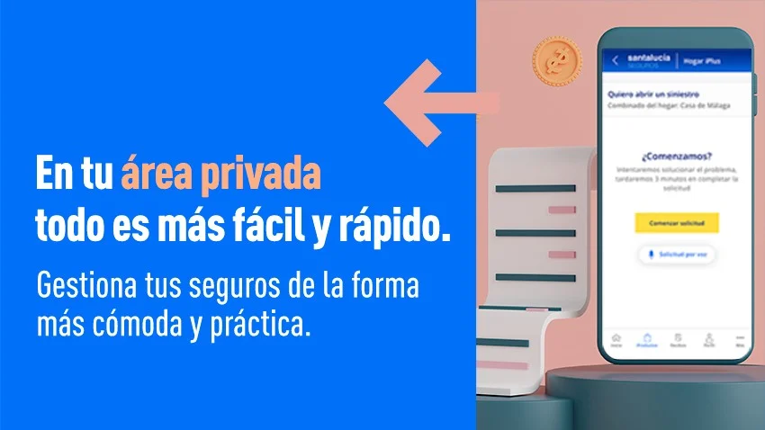 Interfaz de la app de Santalucía Seguros con acceso al área para clientes..