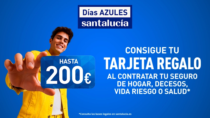 Promoción Santalucía con tarjeta regalo de hasta 200 euros por contratar un seguro de hogar, decesos, vida o salud