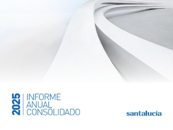 Portada del Informe Anual Consolidado 2025 de SANTALUCÍA, documento corporativo sobre la evolución del grupo en el sector asegurador.