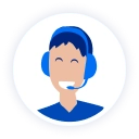 Ilustración de un agente de atención al cliente con auriculares y micrófono sobre fondo blanco