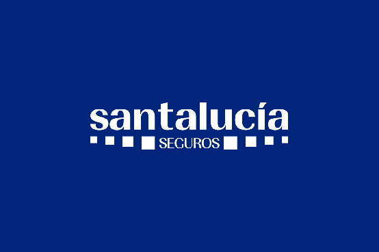 Logotipo de SANTALUCÍA Seguros sobre fondo azul corporativo, imagen identificativa de la compañía en el sector asegurador